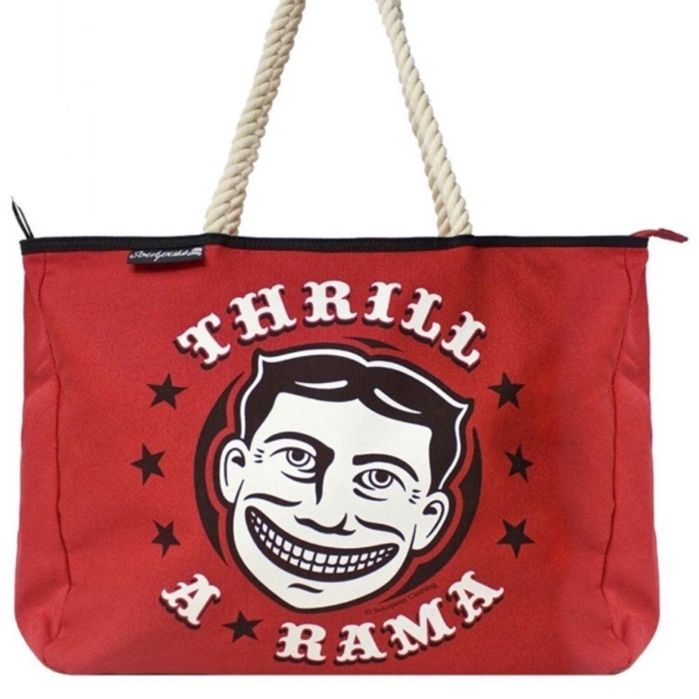 Sourpuss “Thrill-a-Rama” Coney Island Carnival X-Large Canvas Tote Bag Purse